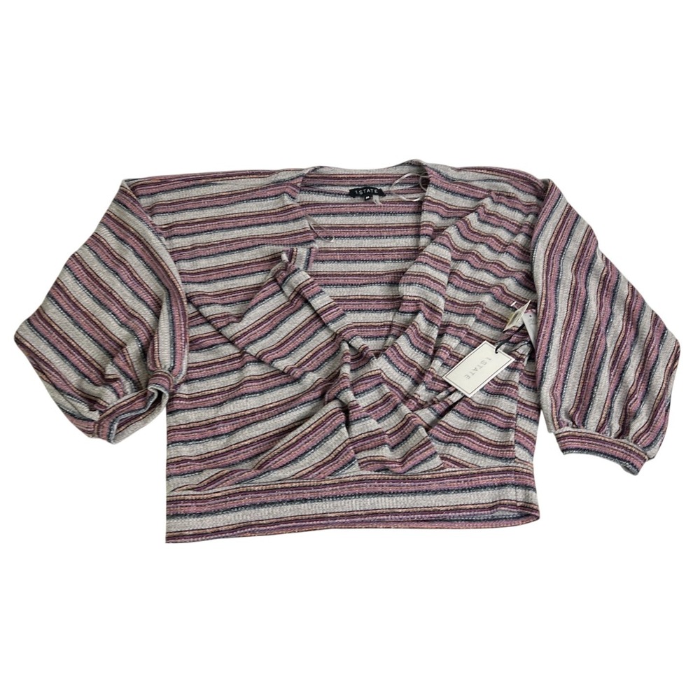 1.STATE Sweater Womens Medium Multicolor Striped‎ Polished Nomad Pullover Top
